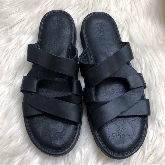 born leather comfort flat slides